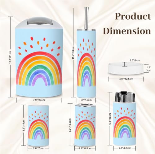 6-Piece Bathroom Accessory Set with Trash Can Soap Dispenser Toothbrush Holder