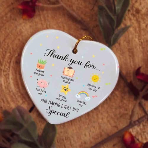 Thank You Teacher Ornament Heart-Shaped Ceramic Keepsake Gift with Variation HC-53