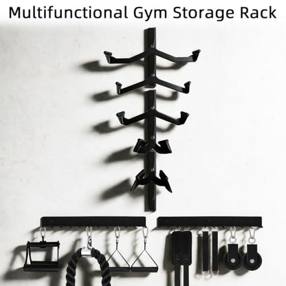 Wall Mount Lat Pulldown Bar Storage Rack - Heavy Duty Steel Gym Organizer