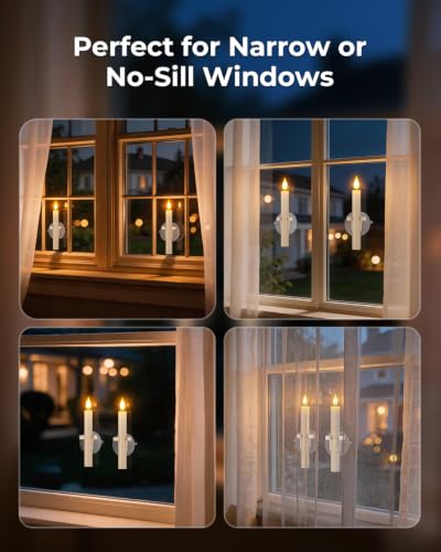 Rechargeable LED Window Candles with Dusk to Dawn Sensor - Suction Cup Lights