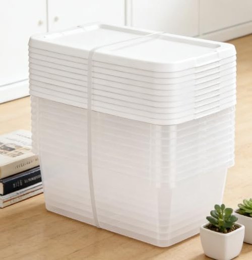 Clear Storage Boxes by [Brand Name] - 10-Pack of 6 Quart Durable Plastic with Snap-On Lids | Modern White Design for Bedroom Organization