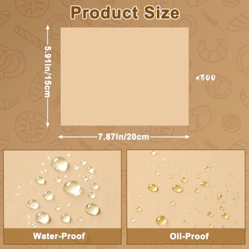 300 PCS Baking Parchment Paper Sheets - Non-Stick, Food Grade, 8x6 Inches