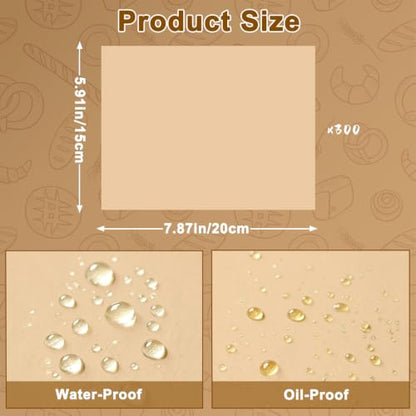 300 PCS Baking Parchment Paper Sheets - Non-Stick, Food Grade, 8x6 Inches