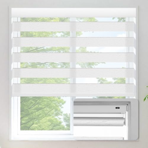No Drill Zebra Blinds for Windows - Cordless Dual-Layer Roller Shades, Custom Sizes