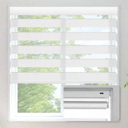 No Drill Zebra Blinds for Windows - Cordless Dual-Layer Roller Shades, Custom Sizes