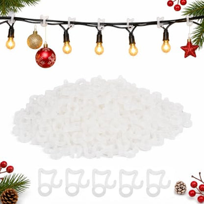 120 Pack Outdoor Christmas Light Gutter Clips White - Reusable Weatherproof Hook