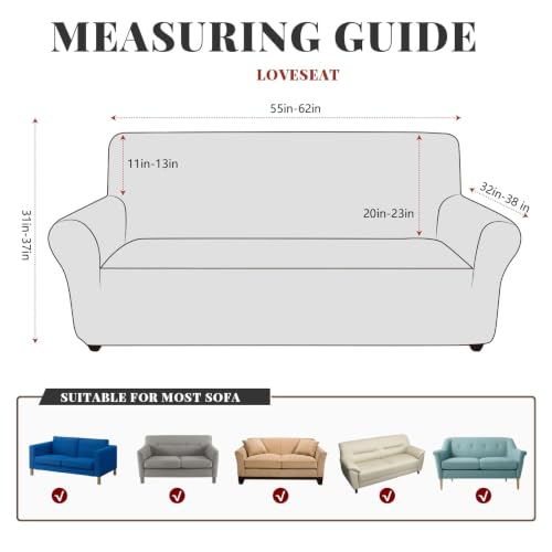 Leather-Look Loveseat Cover 1-Piece Slipcover for 55-62 Inch Sofas - Black