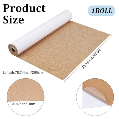 Self-Adhesive Cork Roll Wall Covering 79x16 Inch Natural Tan, 1mm Thick - Variation of THIS listing