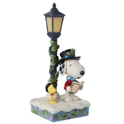 Peanuts Jim Shore Snoopy & Woodstock Christmas Figurine with Light - Handcrafted Resin Decor