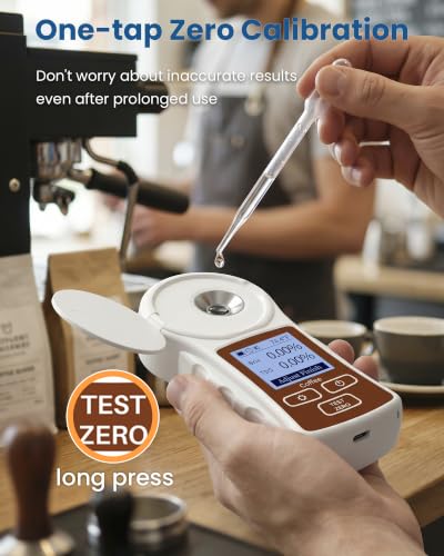 Professional Coffee TDS Refractometer with ATC Backlit Rechargeable IP66