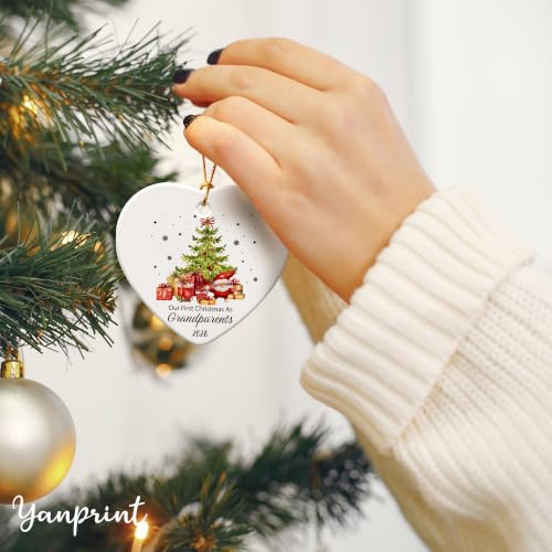 First Time Grandparents Gift Ceramic Christmas Ornament - Baby Announcement 2026