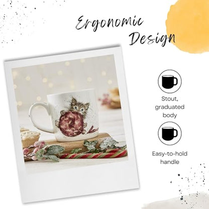 Purrfect Christmas Mug & Coaster Set with Hand-Painted Kitten Design