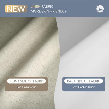 No Drill Blackout Linen Roman Shade Beige 71" W x 36" H - Variation Beige / 71"W x 36"H