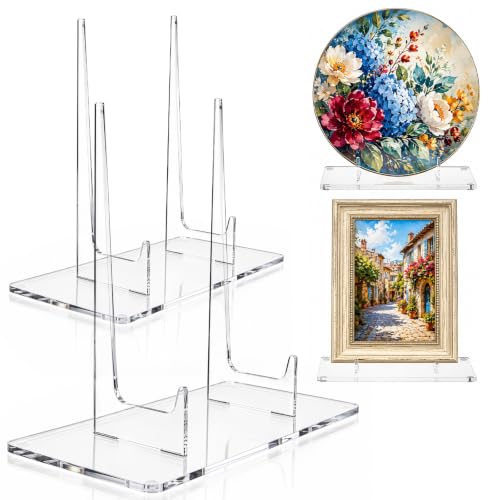 Clear Acrylic Book Stand - Small Plate Display Easel for Photos, Books, Artwork