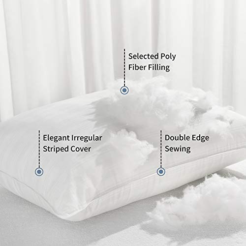 downluxe Down Alternative Pillows Standard Size Set of 2 - Hotel Collection Soft Bed Pillows for Sleeping, Perfect for Side, Back and Stomach Sleepers, 20 X 26