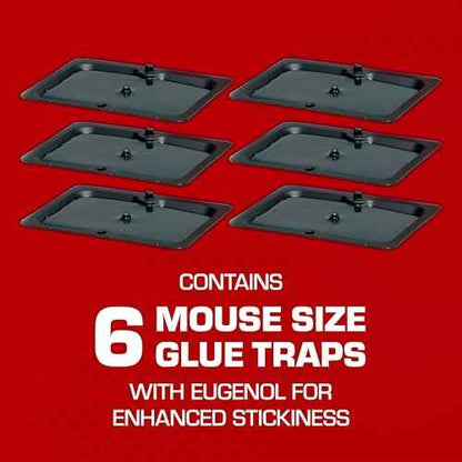 Tomcat Glue Traps Mouse Size with Eugenol for Enhanced Stickiness for Mice, Cockroaches, and Spiders, 6 Traps