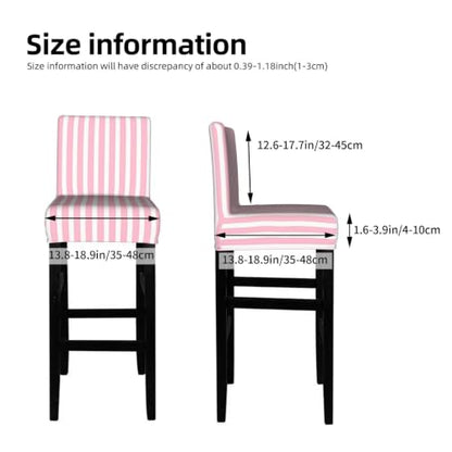 Pink and White Stripes Bar Stool Covers Set of 2 - Elastic, Washable, Counter Height Kitchen Decor