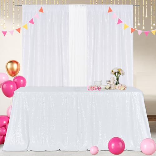 White Sequin Tablecloth 60x120 Inch Rectangular Sparkly Fabric Party Decor Variation of THIS listing