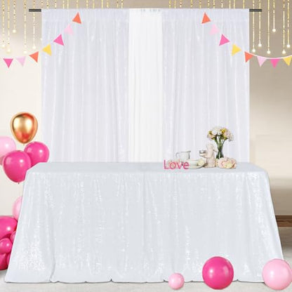 White Sequin Tablecloth 60x120 Inch Rectangular Sparkly Fabric Party Decor Variation of THIS listing