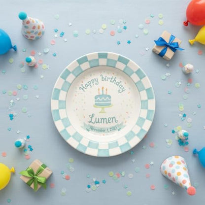 Personalized Ceramic Birthday Plate for Boy - Multi 5 - Custom Keepsake Gift for Milestones