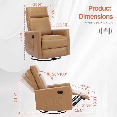 Recliner Chair with 360° Swivel & Gliding Function - Adjustable Armchair for Living Room or Nursery