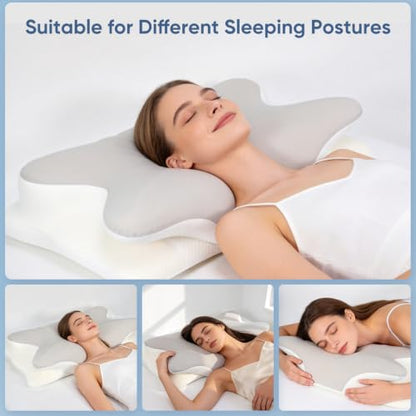 Cooling Cervical Pillow for Neck Pain Relief, Memory Foam Support for Side, Back & Stomach Sleepers