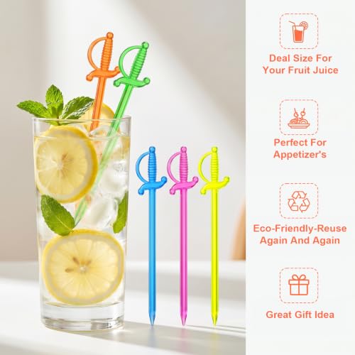 100PCS Multicolor Plastic Sword Toothpicks for Appetizers - Party Food Picks