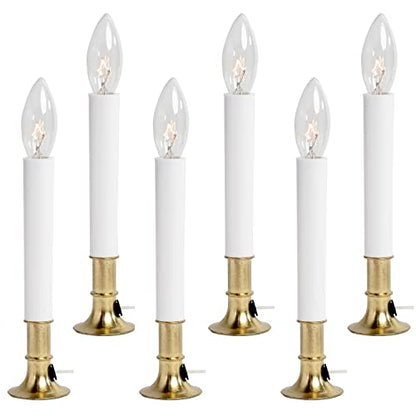 Electric Window Candle Lamp with Brass Base - Dusk to Dawn Sensor - 6 Pack - Original