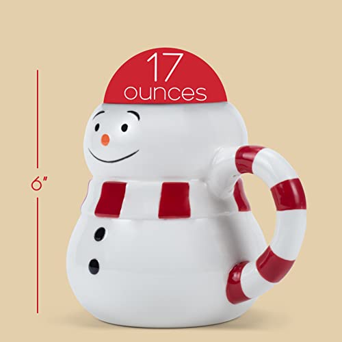 Snowman Mug with Black Top Hat Christmas Character - 17oz Ceramic Coffee Tea Cup - Whimsical Holiday Gift - Variation: Snowman