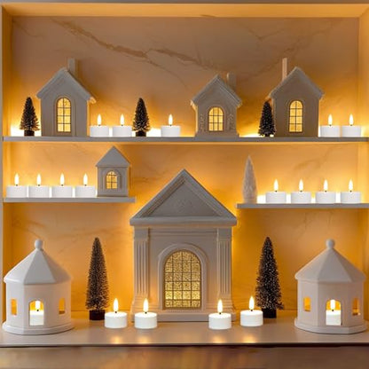 6 White Rechargeable LED Flickering Tea Lights with Remote - Eco-Friendly Candles