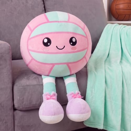 Volleyball Plush Pillow with Anime Character - Teal Pink Volleyball Gift for Girls