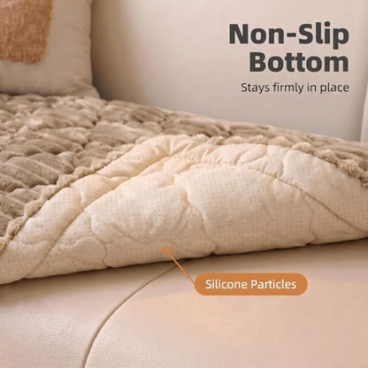 FunFurry Pet Couch Cover for Sofa - Washable, Anti-Scratch Flannel Protector - Camel 59"X27.6"