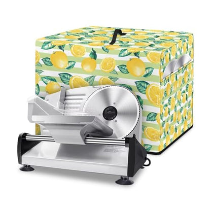 PJHEQOXE Lemon Pattern Food Slicer Cover Electric Food Slicer Cover With Storage Pockets And Top Handle Meat Slicer Cover 16"L x 13"W x 13"H Kitchen Decoration (Yellow)