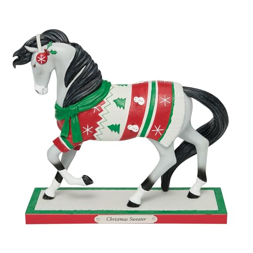 Christmas Sweater Horse Figurine - Painted Pony Collectible, 7.4 Inch