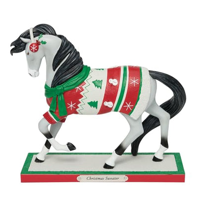 Christmas Sweater Horse Figurine - Painted Pony Collectible, 7.4 Inch