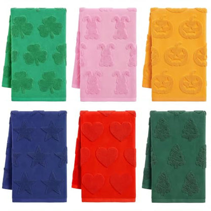 Holiday Hand Towels Set - Seasonal Jacquard Kitchen & Bathroom Towels, 6-Pack