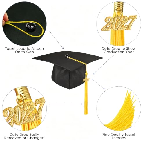 Gold Graduation Tassel with 2027 Year Charm for Class of 2027 - Senior Keepsake