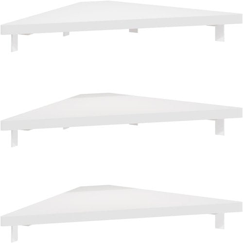 Furinno Rossi Triangle Floating Shelves - Set of 3 Geometric Wall-Mounted Shelves | White for Home & Office