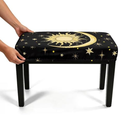Sun and Moon Piano Bench Cushion Cover - Small, Breathable & Elastic