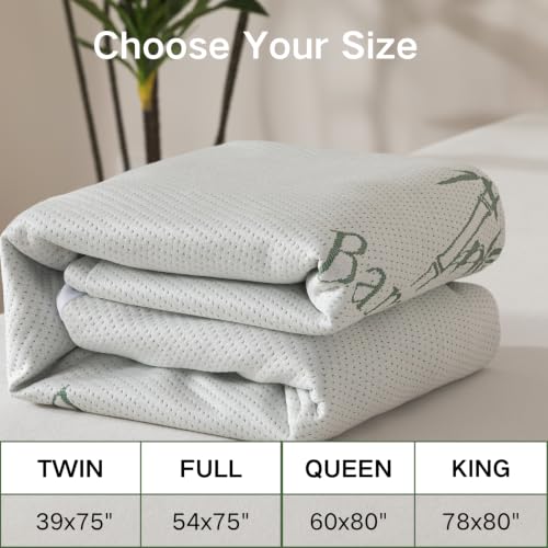 WhatsBedding Bamboo Mattress Protector Queen Size Cover - Breathable & Quiet