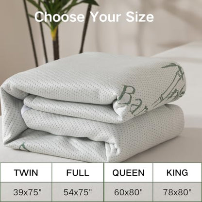 WhatsBedding Bamboo Mattress Protector Queen Size Cover - Breathable & Quiet