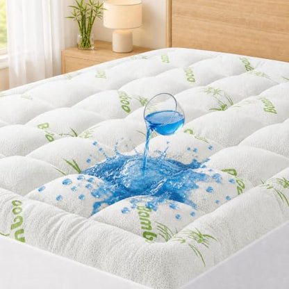 Waterproof Mattress Topper with Breathable Pillow Top, Deep Pocket Fit