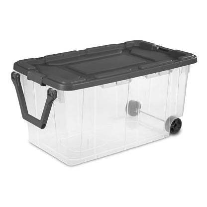 160 Quart Heavy Duty Wheeled Storage Bin with Lid & Handles