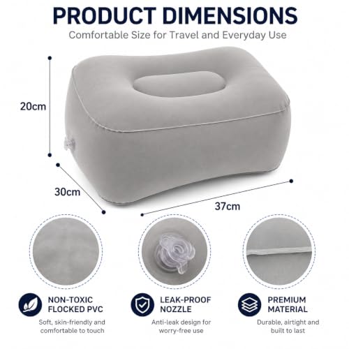 Inflatable Foot Rest for Airplane Travel Portable Leg Pillow for Flights