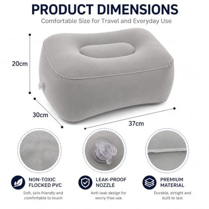 Inflatable Foot Rest for Airplane Travel Portable Leg Pillow for Flights
