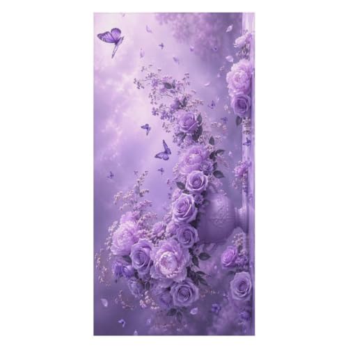 Lavender Blooms and Fluttering Butterflies Oversized Beach Towel 63x31.5 Inches - Soft Absorbent Travel-Ready Bath Towel