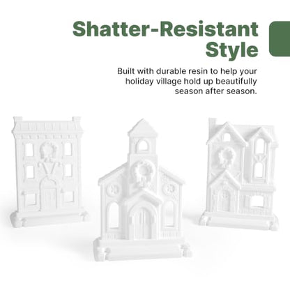 Large Outdoor Christmas Village Set with Customizable Houses - 3 Pieces
