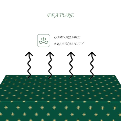 Green Christmas Tablecloth 70x120 Inches Washable Holiday Cover