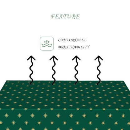Green Christmas Tablecloth 70x120 Inches Washable Holiday Cover