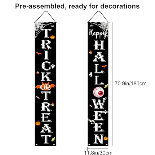 Halloween Decorations Outdoor Banner Trick or Treat Happy Halloween Porch Sign Festive Wall Decor